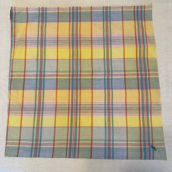 Vintage Ralph Lauren Plaid Handkerchief - 20.5" x 21.5" - Picture 1 of 3